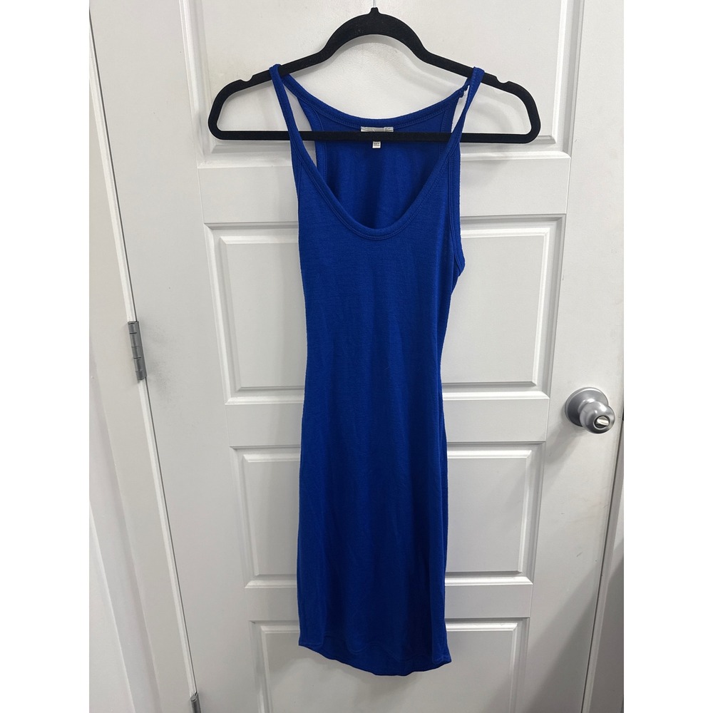 Wilfred Free Aritzia Cobalt Blue Ribbed Open Back Mini Bodycon Dress XS
